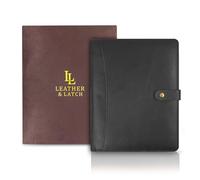 Genuine Leather Portfolio Organizer for Men & Women - Padfolio Folder for A4/Letter Paper with Pen Loop, Document Holder & Card Slots - Ideal for Business & Interviews - Black
