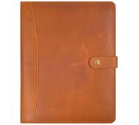 Genuine Leather Portfolio Organizer for Men & Women - Padfolio Folder for A4/Letter Paper with Pen Loop, Document Holder & Card Slots - Ideal for Business & Interviews - Tan