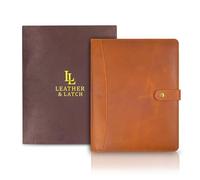 Genuine Leather Portfolio Organizer for Men & Women - Padfolio Folder for A4/Letter Paper with Pen Loop, Document Holder & Card Slots - Ideal for Business & Interviews - Tan