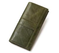 Genuine Leather Purse RFID Blocking Ladies Wallet Credit Card Holder Multi Compartment Wallet Phone Bag Coin Purse Women Change Pouch Red, Green, Modern