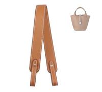 Genuine Leather Purse Strap for Picotin/Lindy/Evelyne Bags Togo Leather Shoulder Straps Replacement for Handbag, Gold Brown-silver Hardware, 4.19 x 14.19 x 14.4 cm