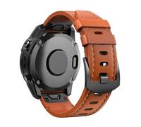 Genuine Leather quick release Watchband fit for Garmin Tactix 7 Pro/Fenix 5/6/7/6X Pro/Instinct(Brown,26mm)