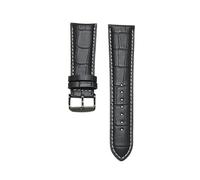 Genuine Leather Replacement Strap, 18mm -28mm, Stainless Steel Buckle ，Compatible With Most Watches(Black white black,22mm)