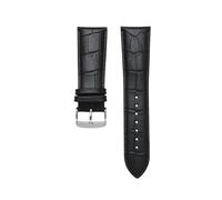 Genuine Leather Replacement Strap, 18mm -28mm, Stainless Steel Buckle ，Compatible With Most Watches(Black silver buckle,23mm)