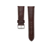 Genuine Leather Replacement Strap, 18mm -28mm, Stainless Steel Buckle ，Compatible With Most Watches(Brown white silver,26mm)