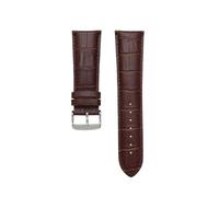 Genuine Leather Replacement Strap, 18mm -28mm, Stainless Steel Buckle ，Compatible With Most Watches(Brown silver buckle,20mm)