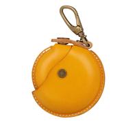 Genuine Leather Retro Wallet, Creative Wallet, Handmade Wallet, Coin Purse Bluetooth Headphone Storage Bag, Backpack Pendant, Coin Round Bag, Coin Pouch Pocket, Key Case (Yellow)