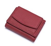 Genuine Leather RFID Blocking Wallet Slim Anti-Credit Card Fraud Card Holder Organizer Folding Purse Compatible with Women and Men(Wine red)
