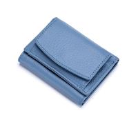 Genuine Leather RFID Blocking Wallet Slim Anti-Credit Card Fraud Card Holder Organizer Folding Purse Compatible with Women and Men(Blu)
