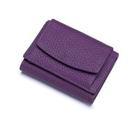 Genuine Leather RFID Blocking Wallet Slim Anti-Credit Card Fraud Card Holder Organizer Folding Purse Compatible with Women and Men(Lila)