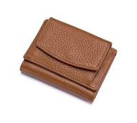 Genuine Leather RFID Blocking Wallet Slim Anti-Credit Card Fraud Card Holder Organizer Folding Purse Compatible with Women and Men(Khaki)