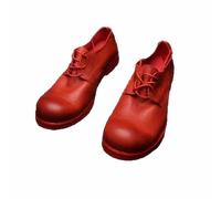 Genuine Leather Shoes for Men Casual Big Toe British Japanese Trend Workwear Real Cowhide Four Season Youth Retro Trendy Shoes AM012, Red, 7 US