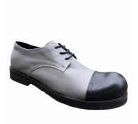 Genuine Leather Shoes for Men Casual Big Toe British Japanese Trend Workwear Real Cowhide Four Season Youth Retro Trendy Shoes AM012, Grey, 5 US