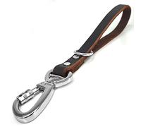 Genuine Leather Short Dog Lead, Strong Traffic Pet Leads with Heavy Duty Metal Hook, Handmade Short Dog Leashes for Big Large Medium Dogs Training and Walking (Excellent Style)