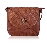 Genuine Leather Shoulder Crossbody Purse For Women with Adjustable Strap, Mobile Pocket & Outside & Inside Zipper, Tan Weaving Large, M, Sophia