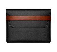 Genuine Leather Sleeve Case for 14-inch MacBook Pro (M1-M5) - Handmade Vintage Leather Laptop Sleeve, Slim Protective MacBook Cover with Secure Flap, Shock & Scratch Resistant (Black with Brow)