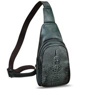 Genuine Leather Sling Bag Retro Crossbody Sling Backpack Handmade Chest Purse Daypack Cycling Fanny Pack, Darkgrey, M