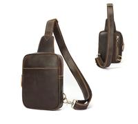 Genuine Leather Sling Bags for Men Small Crossbody Purse Chest Daypack Bag