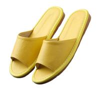 Genuine Leather Slippers Men Women Indoor Outdoor Open Toe Slippers Casual Couple Home Shoes Comfort Non-Slip Leather Sandals For Office Hotel Travel Vacation(Yellow,38/39 EU)