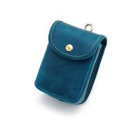 Genuine Leather Small AIGUONIU Waist Bag Coins Purses Crazy Horse Cowhide Wallets Mini Card Key Bag Men's Cigarette Bag Money Storage Box, Blue, Large