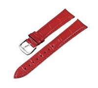 Genuine Leather Strap Men's And Women's Universal Watch Band 12 13 14 15 16 17 18 19 20 21 22 24mm(Red,24mm)