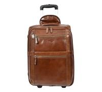 Genuine Leather Suitcase On Wheels Cabin Size Trolley Travel Bags Bourse (Chestnut)