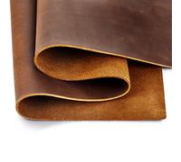 Genuine Leather Tooling Sheets 1.8-2.0MM Thick Full Grain Oil Tan Crazy Horse Cowhide Leather Sheets for Crafts Tooling Sewing Wallet Earring Hobby (Brown, 8"x12")