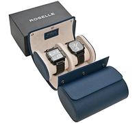 Genuine Leather Travel Case for 2 Watches with Luxury Lining - For Protecting, Travelling, Storing and Displaying Fine Watches (2 Slots Blue-Genuine Leather)