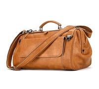 Genuine Leather Travel Duffles for Men, Top-Handle Carry-on Overnight Weekender, Vintage Luggage Bag, Sports Gym Duffel (Yellowish-Brown,L45xW26xH22cmL17.72”×W10.24”×H8.66”)