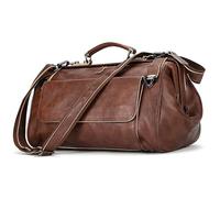 Genuine Leather Travel Duffles for Men, Top-Handle Carry-on Overnight Weekender, Vintage Luggage Bag, Sports Gym Duffel (Coffee,L45xW26xH22cmL17.72”×W10.24”×H8.66”)