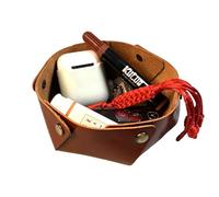 Genuine Leather Tray Organizer Storage for Watches Keys Coins and Office Equipment - Leather Valet Tray for Men & Women