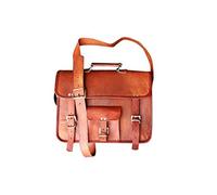Genuine Leather Unisex Handmade Messenger Bag Vintage Briefcase Large Satchel Shoulder Bag Rugged Leather Computer Laptop Tablet Ipad Bag for Men & Women (12 x 17 Inch) (Brown Color); GL Bags-08