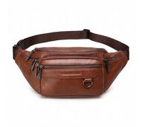 Genuine Leather Waist Pack for Men, Medium Size Belt Bag, New Brown, 8.7*3*5.1 Inches, Multi-function