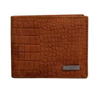 Genuine Leather Wallet for Men - Bifold Essentials Short Wallet - RFID Safe Contactless Security Card Protection Distrssed Hunter Leather Purse 1200 (Brown Croco)