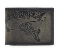 Genuine Leather Wallet Hunter Leather with RFID Protection Fish Pike, vintage, S, Retro