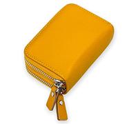 Genuine Leather Wallet Small Soft, Card Holder with RFID Blocking & Zipper Pocket for Women & Men C-B-B2, Yellow, One Size, Large Capacity