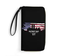 Genuine Leather Wallets 911 Remember Never Forget Leather Purse Retro Style Clutch Wallet Cute Women's Wallets for Unisex, Friend, Girlfriend