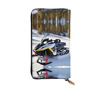 Genuine Leather Wallets Advanced Snowmobile Printing Leather Purse Cute Handbags RFID Blocking Women's Wallets for Unisex, Women, Teens