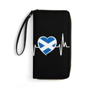 Genuine Leather Wallets America and Scotland Scottish Flag Women's Wallets with Zipper Pocket Women Card Case Vintage Leather Purse for Friend, Teacher, Daughter