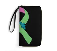 Genuine Leather Wallets Metastatic Breast Cancer Awareness 1 Women's Wallets Vintage Leather Purse Retro Style Clutch Wallet for Unisex, Teens, Evening Party