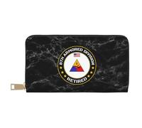 Genuine Leather Wallets Us Army 8Th Armored Division Retired Women's Wallets with Zipper Pocket Women Card Case Soft Leather Wallet for Teacher, Friend, Evening Party
