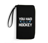 Genuine Leather Wallets You Had Me at Hockey Women Card Case Retro Style Clutch Wallet Artistic Leather Wallet for Women, Daughter, Girlfriend