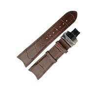 Genuine Leather Watch Band Fit For Tissot T035 PRC200 T055 T097 Watchband Butterfly Buckle Strap Wrist Bracelet(Brown silver clasp,23mm)