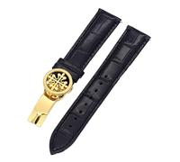 Genuine Leather Watch Strap 19MM 20MM 22MM Watchbands for Wath Bands with Stainless Steel Deploy Clasp Men Women (Color : Black Silver Clasp, Size : 22mm)