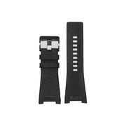 Genuine Leather Watch Strap, Compatible With Diesel DZ4246 DZ1273B, 32 * 17mm Plain Black Dark Brown Men Band With Steel Clasp(B black black)