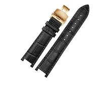 Genuine Leather Watchband Compatible With MK Table Notch Watch Band Michael Kors Mike Coles Female Strap Mk2277 2425(Black-gold-B1)