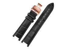 Genuine Leather Watchband Compatible With MK Table Notch Watch Band Michael Kors Mike Coles Female Strap Mk2277 2425(Black-Rose-B1)