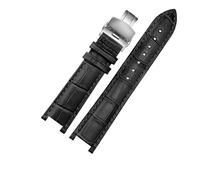 Genuine Leather Watchband Compatible With MK Table Notch Watch Band Michael Kors Mike Coles Female Strap Mk2277 2425(Black-steel-B1)