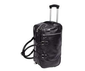 Genuine Leather Wheeled Holdall Duffel Weekend Overnight Bag Whitby (Black)