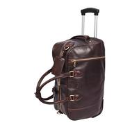 Genuine Leather Wheeled Holdall Duffel Weekend Overnight Bag Whitby (Brown)